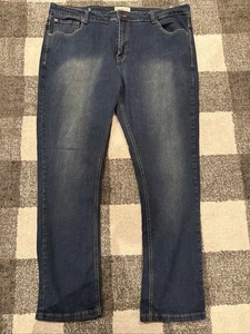 Pantalones de mezclilla Smith & Mills para hombre talla 44x30 elásticos pierna recta ajustada mediana cremallera azul - Imagen 1 de 10