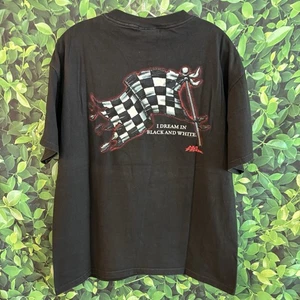 T-shirt vintage No Fear L nera corsa bandiera a scacchi sogno e bianca anni 90 - Foto 1 di 9
