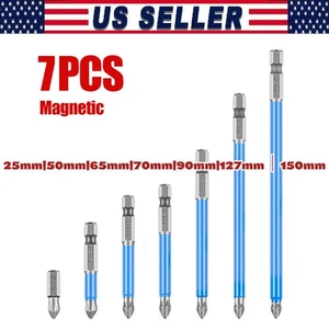 7X Magnetic screwdriver bit Bits set PH2 Anti-slip Hex Shank Screw Cross Head - Picture 1 of 11