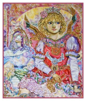 Angel with Key to Heaven Contemporary Yumi Sugai Counted Cross Stitch Pattern - Image 1 of 3