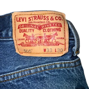 Levis 505 Denim Blue Jeans Men 33x30 - Picture 1 of 18