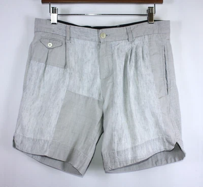 Pantalones Cortos Dolce & Gabbana Para Hombre Talla 46 EE. UU. Pequeños Gris Mezcla de Lino Plisado Patchwork Foto 1 de 4