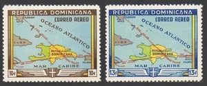 Dominican Republic C62-C63, MNH. Santo Domingo, 450, 1946. Map: Hispaniola. - Picture 1 of 1