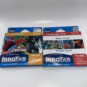 Lot 2 VTECH INNOTAB GAMES Pixar Play Language Arts & Ultimate Spiderman - Picture 1 of 5