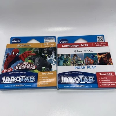 Lot 2 VTECH INNOTAB GAMES Pixar Play Language Arts & Ultimate Spiderman - Image 1 of 4