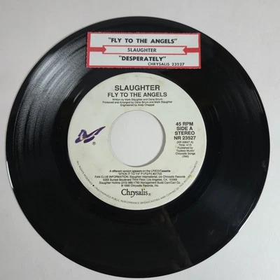 Slaughter "Fly To The Angels" 45 Vg+ Tested Jukebox Title Strip 1990 - Image 1 of 4