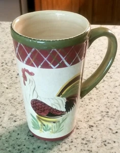 6" Tall Rooster Pattern Mug Large 16 oz Coffee Cup Ceramic Le Gourmet Chef RARE - Picture 1 of 8
