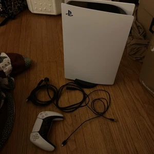 Sony PlayStation 5 825GB White (Disc Edition) CFI-1215A w/ Controller & Cords - Picture 1 of 19