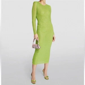 Self-Portrait Hot Fix Perforated Crystal Embellished Long Sleeve Midi Dress 10 - Picture 1 of 14
