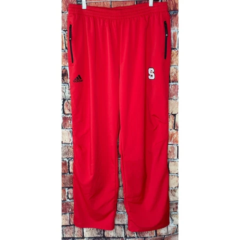 North Carolina State Wolfpack Adidas Climalite Men XL Red Wind Sweat Track Pants Cover