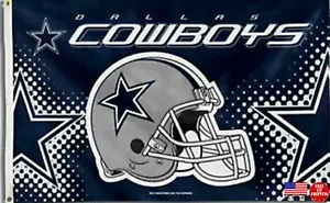 Cowboys Helmet 3x5 FLAG Man Cave Dallas Banner American Football New Fast USA - Picture 1 of 11