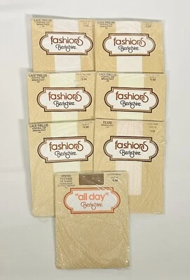 Vintage 1980 Berkshire Fashions & All Day Pantyhose Lot Of 7 Size 1-2, 2, 3 NOS - Image 1 of 4