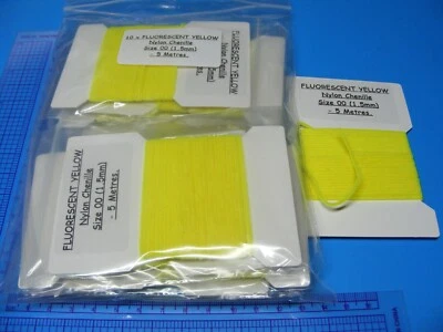 10 x 5m (50M) of Size 00 (1.5mm) Nylon Chenille in FLUORESCENT YELLOW, Fly Tying — 第 1/2 张图片