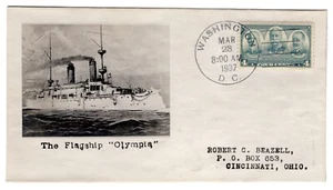 #793 Navy 4c FDC 1937 - Beazell Photo #18h Flagship Olympia - Picture 1 of 2