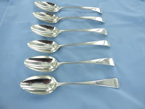 AN ANTIQUE SET OF SIX  STERLING SILVER OLD ENGLISH SOUP SPOONS. LONDON 1796. - Picture 1 of 9