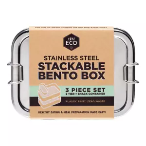 Ever Eco Stainless Steel Stackable Bento Box (2 tiers + mini snack container) - Picture 1 of 3