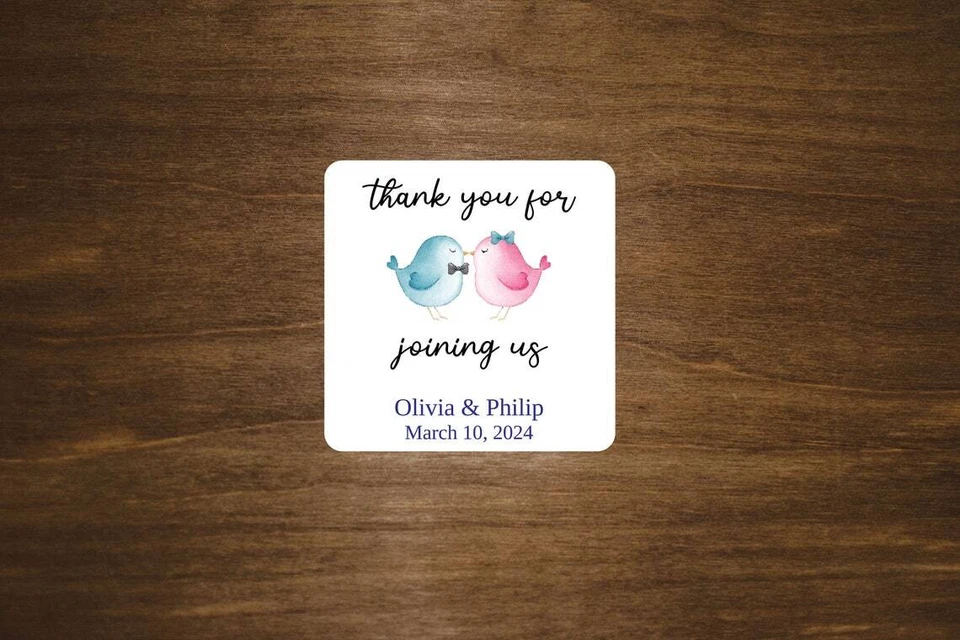 Custom Wedding Stickers | 2" x 2" Square Labels | Personalized Wedding Stickers - Image 1 of 2