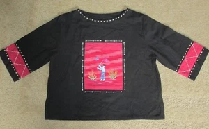 Ladies Top with hand embroidered panel~20 1/2" long~44" around~From Thailand - Picture 1 of 5