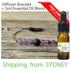 Lava Bead, Purple Amethyst Bead Bracelet | Essential Oil Bracelet + 5ml EO - Picture 1 of 2