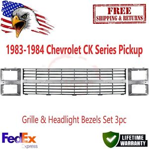 New Grille & Headlight Bezels Set For 1983-1984 Chevrolet C/K Series Pickup