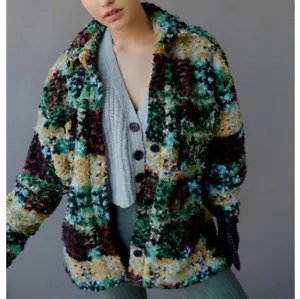 NEW Urban Outfitters Oversized Fuzzy Teddy Sherpa Shirt Jacket, Size M - Picture 1 of 20