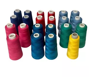 Large Maxi Lock Thread Spools Lot of 22 Overlock Serger Teal Red Pink Blue Green - Picture 1 of 4