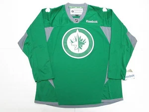 WINNIPEG JETS ST. PATRICK'S DAY GREEN REEBOK PRACTICE HOCKEY JERSEY - Picture 1 of 3