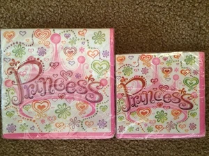 UNIQUE PRINCESS NAPKINS - Lot Of 2 - LUNCHEON & BEVERAGE - 16 ct - Picture 1 of 6