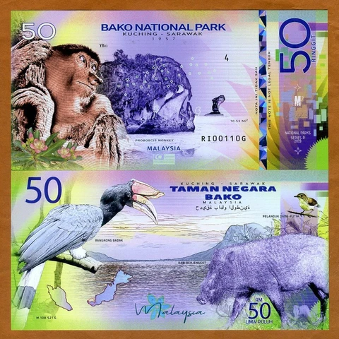 Malaysia, Bako National Park, Sarawak, 50 Ringgit, Private Issue Polymer, 2019 Cover