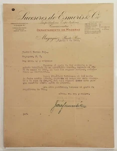 ANTIQUE COMMERCIAL LETTER / SUCESORES DE ESMORIS / MAYAGUEZ PUERTO RICO 1930 #3 - Picture 1 of 1