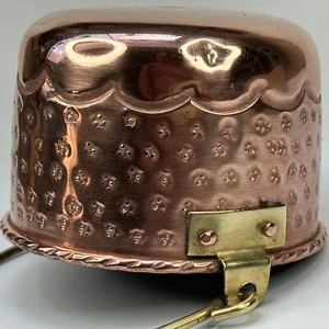 Vintage French Textured Copper Pot Planter Stamped Villedieu, With Brass Handle - Picture 1 of 19