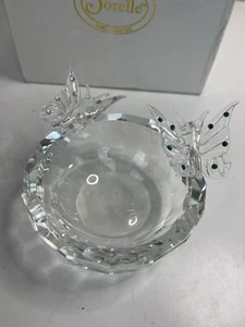 Vintage Sorelle Crystal Butterfly Trinket Jewelry Bowl - Picture 1 of 14