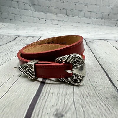 Cinturón Mujer Nocona Cuero Rojo Hebilla Plateada Western Rodeo G357 Talla 28 Foto 1 de 4