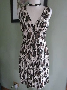Dorothy Perkins Black Brown Leopard Sleeveless Dress Size 8 - Picture 1 of 10