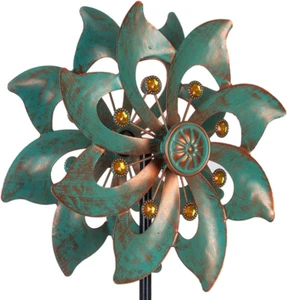 Wind Spinner Double Small Waterproof Metal Pinwheels Outdoor Yard Garden Decor - Picture 1 of 11