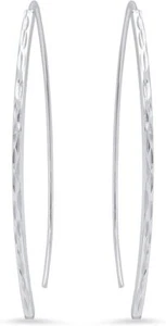 Pendientes enhebradores de plata de ley con corte de diamante - Imagen 1 de 4