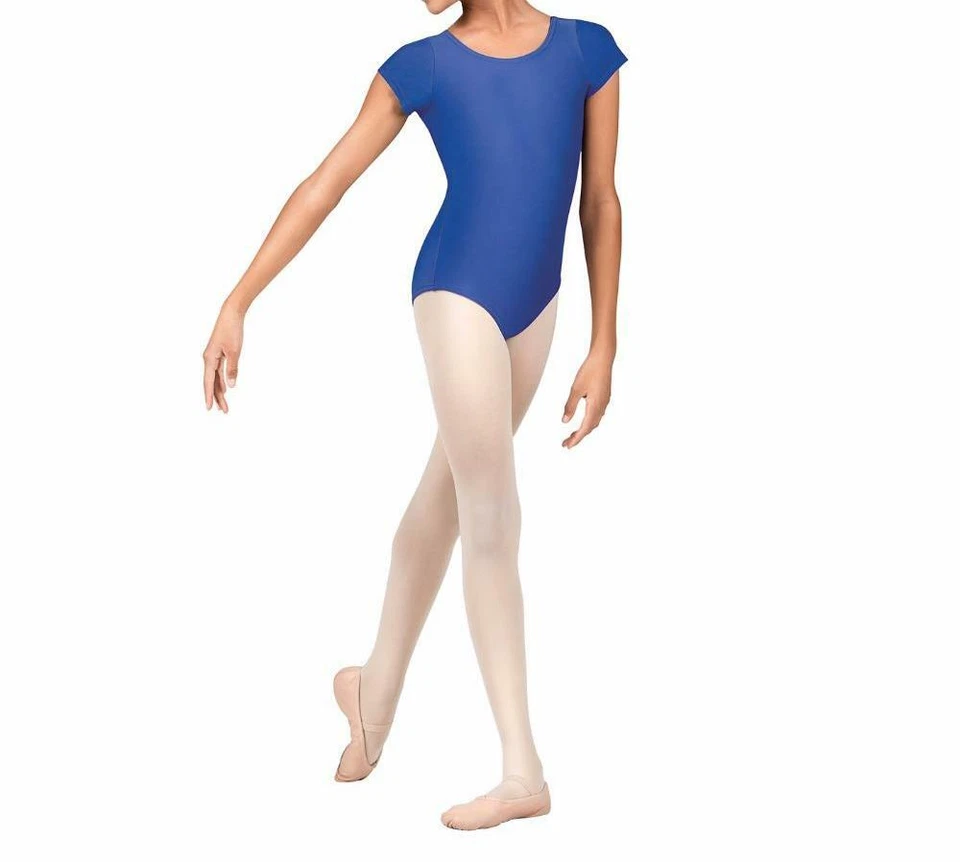 Girls Nylon Short Sleeve Leotard Shiny Nylon -Gymnastics, Dance, Ballet - Image 1 of 1
