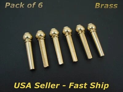 Brass Metal Bridge Pins Pegs for Acoustic Guitar - Set of 6 - Image 1 of 4