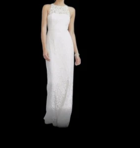 MISSES J CREW IVORY LEAVERS LACE PAMELA WEDDING GOWN FORMAL DRESS SIZE: 18 - Picture 1 of 7