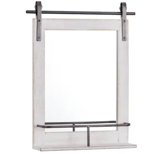 Medium Rectangle Rustic White Classic Mirror 25 in. x 20 inch Bathroom Hanging - Picture 1 of 6