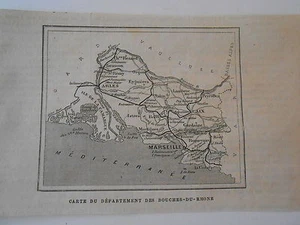 Gravure 1882 - Petite carte du Dpt des Bouches du Rhone - Imagen 1 de 1