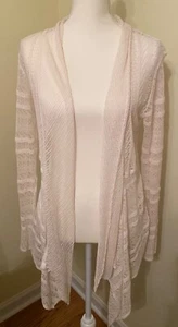 600 West Size Small White Draped Lace Open Weave Cardigan Long Sleeve - Picture 1 of 3