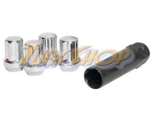4 DUPLEX 7 SPLINE WHEEL LOCK LUG NUTS KEY 14X1.5 M14 1.5 ACORN CLOSE END CHROME - Picture 1 of 2