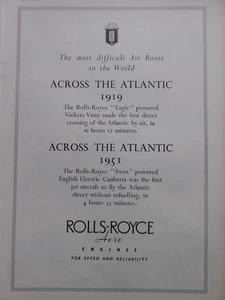 5/51 PUB ROLLS-ROYCE AVON ENGINE CANBERRA EAGLE VICKERS VIMY ATLANTIC FLIGHT AD - Picture 1 of 2