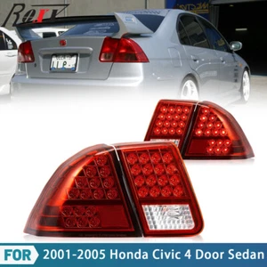 LED Tail Lights for 2001 2002 2003 2004 2005 Honda Civic 4 Door Sedan Lamps Red - Picture 1 of 6