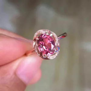 Pretty 3.10CT Round Pink Tourmaline Gemstone 935 Silver Fashion Ring For Women's - Picture 1 of 6