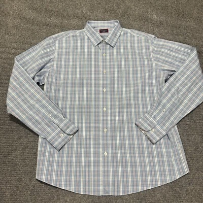 Camisa masculina UNTUCKit XL azul rosa xadrez botão manga longa algodão casual - Imagem 1 de 4