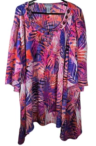 Blusa Catherines Mujer 5x Talla Grande Floral Tropical Túnica Trabajo Crucero Vacaciones - Imagen 1 de 9