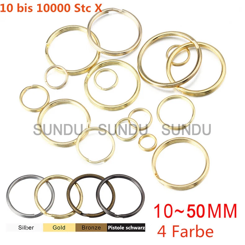 MARKENLOS Schlüsselringe Spaltringe Spiralringe von 10 -50mm 10 -10000 Stück 4 Farbe