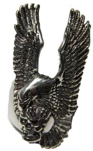 ANILLO DE MOTOCICLISTA DE LUJO GRANDE CON CRÁNEO DE ÁGUILA #BR155 PARA HOMBRE MUJER joyería PLATA - Imagen 1 de 1